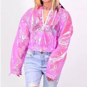 Akira rave Iridescent Pink Hooded Jacket woman’s size large